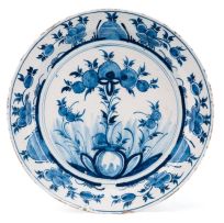 A Dutch Delft blue and white dish, 18th century