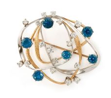 Sapphire and diamond/pendant brooch