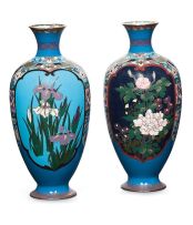 A pair of Japanese cloisonné vases, Meiji Period (1868-1912)