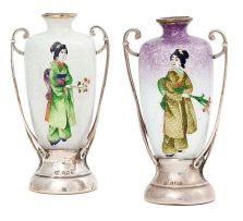 A Japanese ginbari enamel vase, Kumeno Teitaro, Meiji Period (1868-1912)