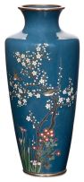 A pair of Japanese cloisonné enamel vases, Meiji Period (1868-1912)