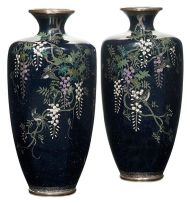 A pair of Japanese cloisonné enamel vases, Hayashi Chuzo of Aichi, circa 1900