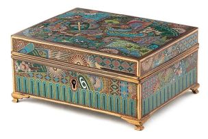 A Japanese cloisonné enamel box, 20th century