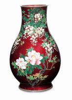 A Japanese ginbari and enamel vase, early 20th century