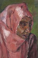 Irma Stern; Portrait of a Woman Wearing a Pink Hijab