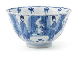 A Chinese blue and white bowl, Qing Dynasty, Kangxi period