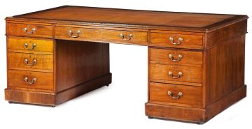 A Victorian mahogany partners' pedestal desk