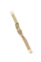 Lady's gold, sapphire and diamond bracelet watch, Meister,1960s