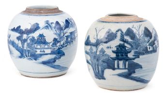 Two Chinese blue and white Nankin jars, Qing Dynasty, early 19th century