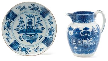 A Dutch Delft blue and white plate, 18th century