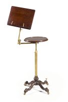 A mahogany and brass adjustable music stand, late 19th century