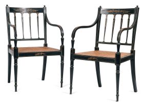A pair of Regency painted armchairs