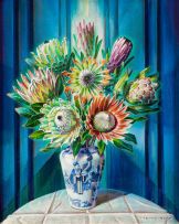 Vladimir Tretchikoff; Proteas in a Chinese Vase