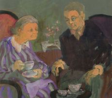 Marjorie Wallace; A Woman Shelling Peas (recto); A Couple Drinking Tea (verso)
