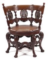 A Ceylonese teak and Satinwood 'Burgomaster' chair, early 19th century