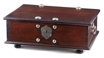 A Dutch Colonial silver-mounted Indian rosewood travelling writing-box, 18th century