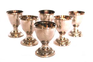 A set of six Sheffield plated eggcups, 19th century