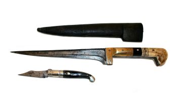 A Colonial bone and brass-mounted ceremonial dagger