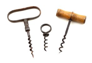 A steel four finger straight pull corkscrew, late 19th century