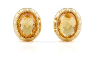 Pair of citrine and gold earrings