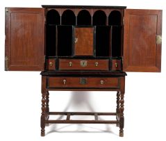 A Dutch Colonial teak, rosewood and ebony cabinet-on-stand, 18th century