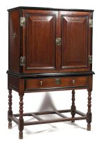 A Dutch Colonial teak, rosewood and ebony cabinet-on-stand, 18th century