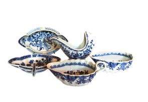 A pair of Chinese blue and white sauceboats, Qianlong, 18th century