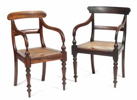 Two Cape stinkwood Regency armchairs, 19th century