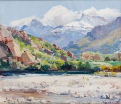 Hugo Naudé; A Mountainous River Landscape
