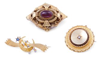 Victorian diamond and sapphire brooch