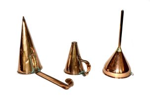 Two Victorian copper funnels