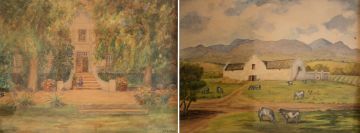 South African School 20th Century; A Cape Farm; and A Cape Homestead, two