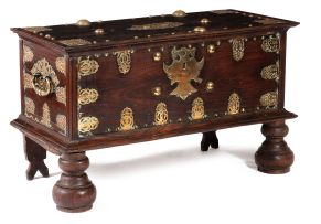 A Colonial teak and brass-mounted chest, 19th century