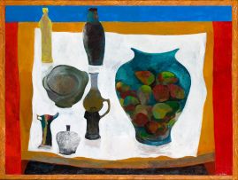 Cecil Skotnes; A Still Life with Vases and a Jug