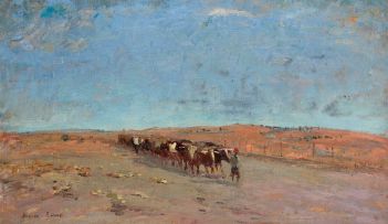 Adriaan Boshoff; A Team of Oxen and Cart on a Country Road
