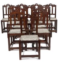 A set of twelve imbuia Tulbagh style dining chairs, 20th century