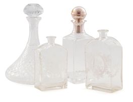 A cut-glass ship's decanter and stopper