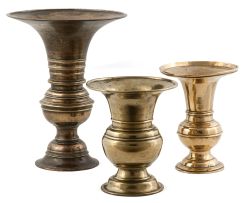 Three brass spittoons, 18th and 19th century