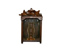 A Colonial teak wall-mounted lantern case