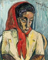 Irma Stern; Portrait of a Malay Woman in a Red Headscarf