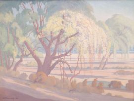 Jacob Hendrik Pierneef; Trees Along a River Bank