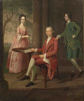 Arthur Devis; Three Figures Around a Table