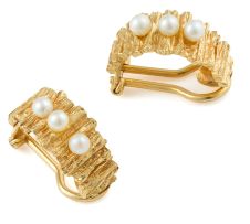 Pair of gold and pearl earrings