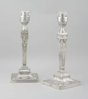 A pair of Edward VII silver candlesticks. D & M Davis, Sheffield, 1905
