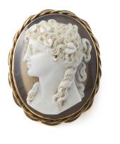 Hardstone cameo brooch, late 19th century