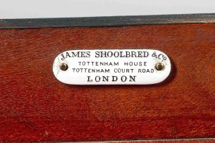 A Victorian Aesthetic Movement ebonized and parcel-gilt card table by James Shoolbred & Co, late 19th century