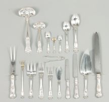 An assembled set of American silver 'Kings' pattern flatware, Gorham, with import marks for Birmingham, 1904-1905