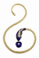 Gold and enamel serpent necklace, mid 19th century