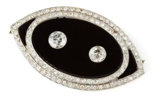 Diamond and onyx brooch, 1920s