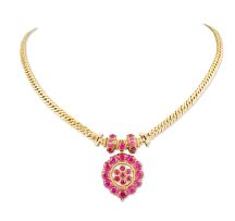 Indian gold and red stone necklace